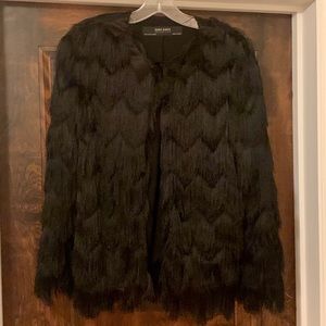 Zara fringe black light jacket